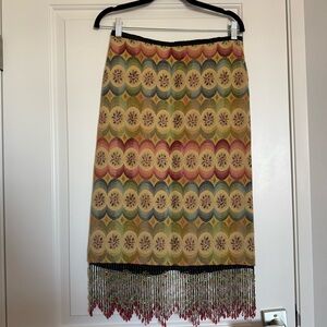 Colorful Patterned Fringe Skirt